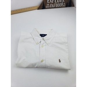 Ralph Lauren White Button-Down Polo Logo Shirt